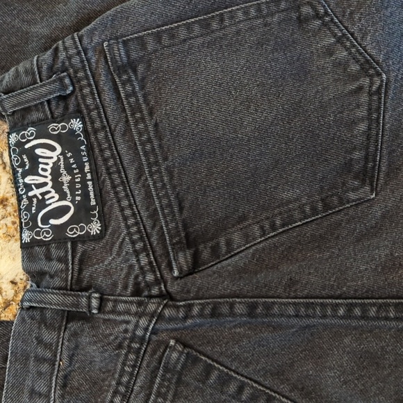 Y2K Vintage Outlaw Wanted Branded Washed Black Jeans Made In USA Women's Size 7 - Picture 1 of 13